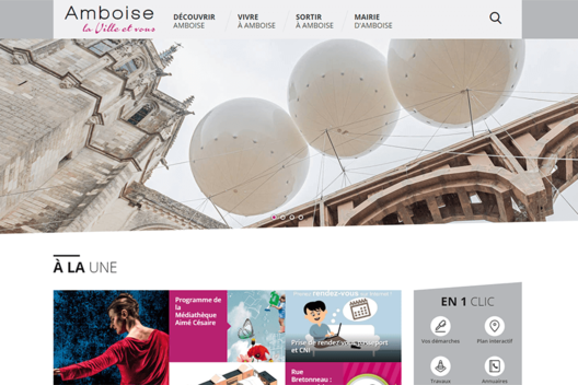 Photo de maquette de la page d'accueil du site de ville d'Amboise 